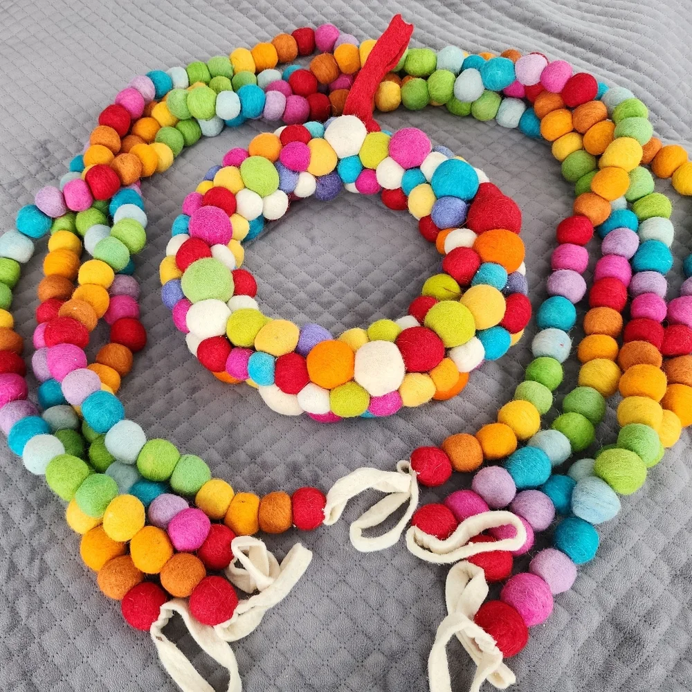 Colorful Felt Ball Garland & Wreath